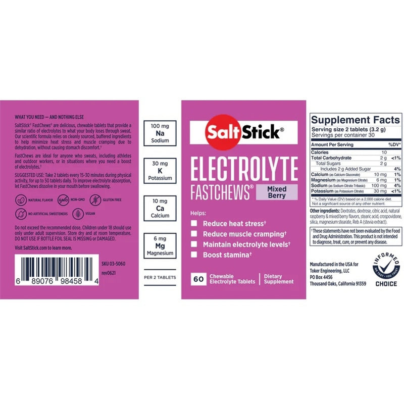 Saltstick FastChews Mixed Berry 10 Chews (12 packs)