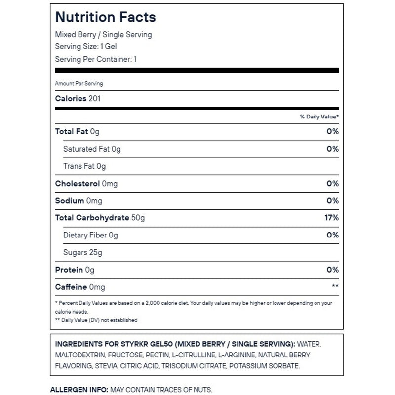 Styrkr GEL50 Dual-Carb Energy Gel 72g Mixed Berry