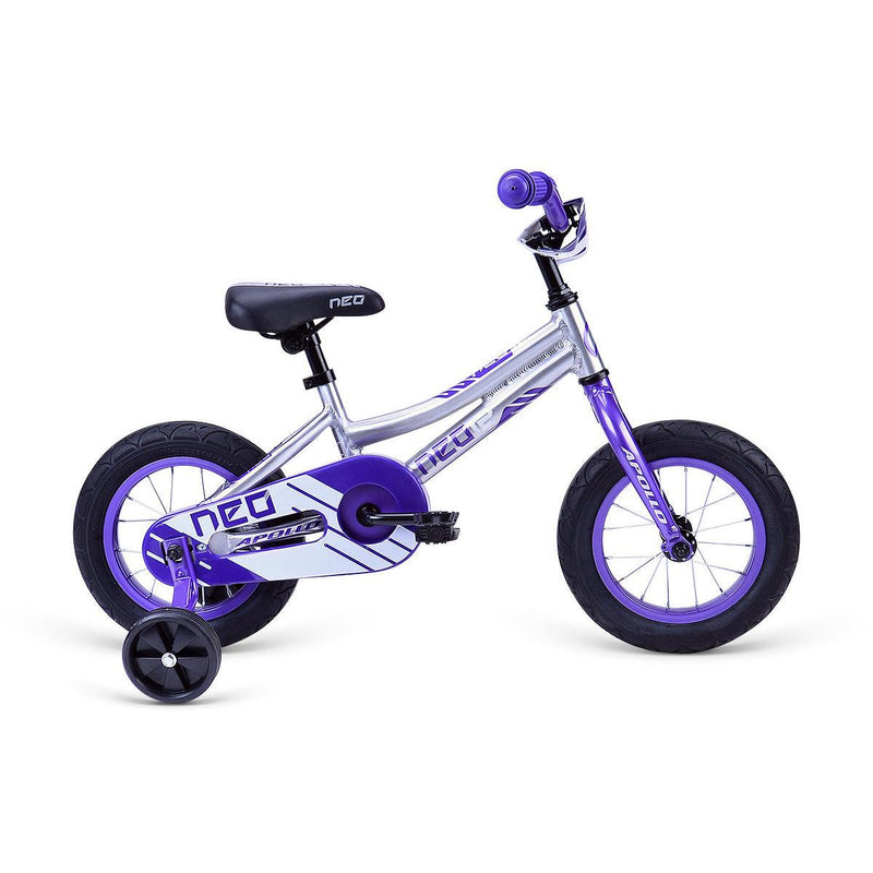 Apollo Neo 12" Kids Bike Brushed Alloy Purple/Black