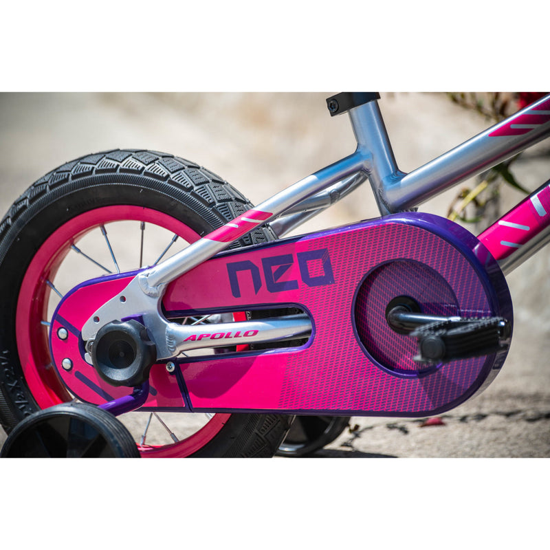 Apollo Neo 12" Kids Bike Brushed Alloy/Purple/Pink