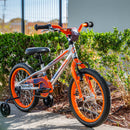 Apollo Neo 16" Kids Bike Brushed Alloy/Orange/Navy