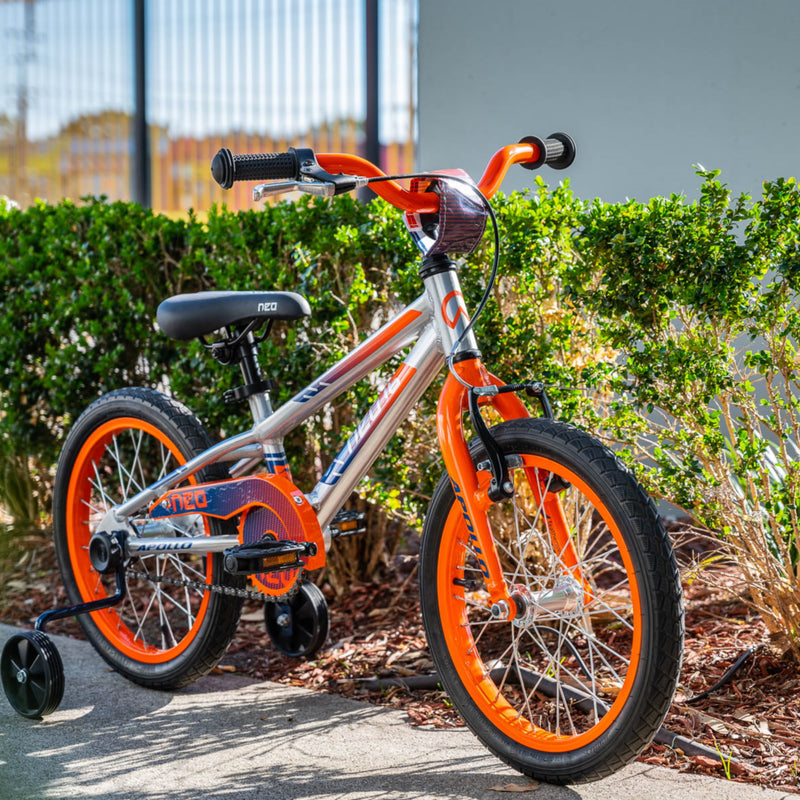 Apollo Neo 16" Kids Bike Brushed Alloy/Orange/Navy