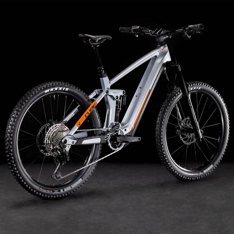 Cube Stereo Hybrid 160 HPC SL Electric Enduro Bike 750Wh Battery Polar Silver and Orange