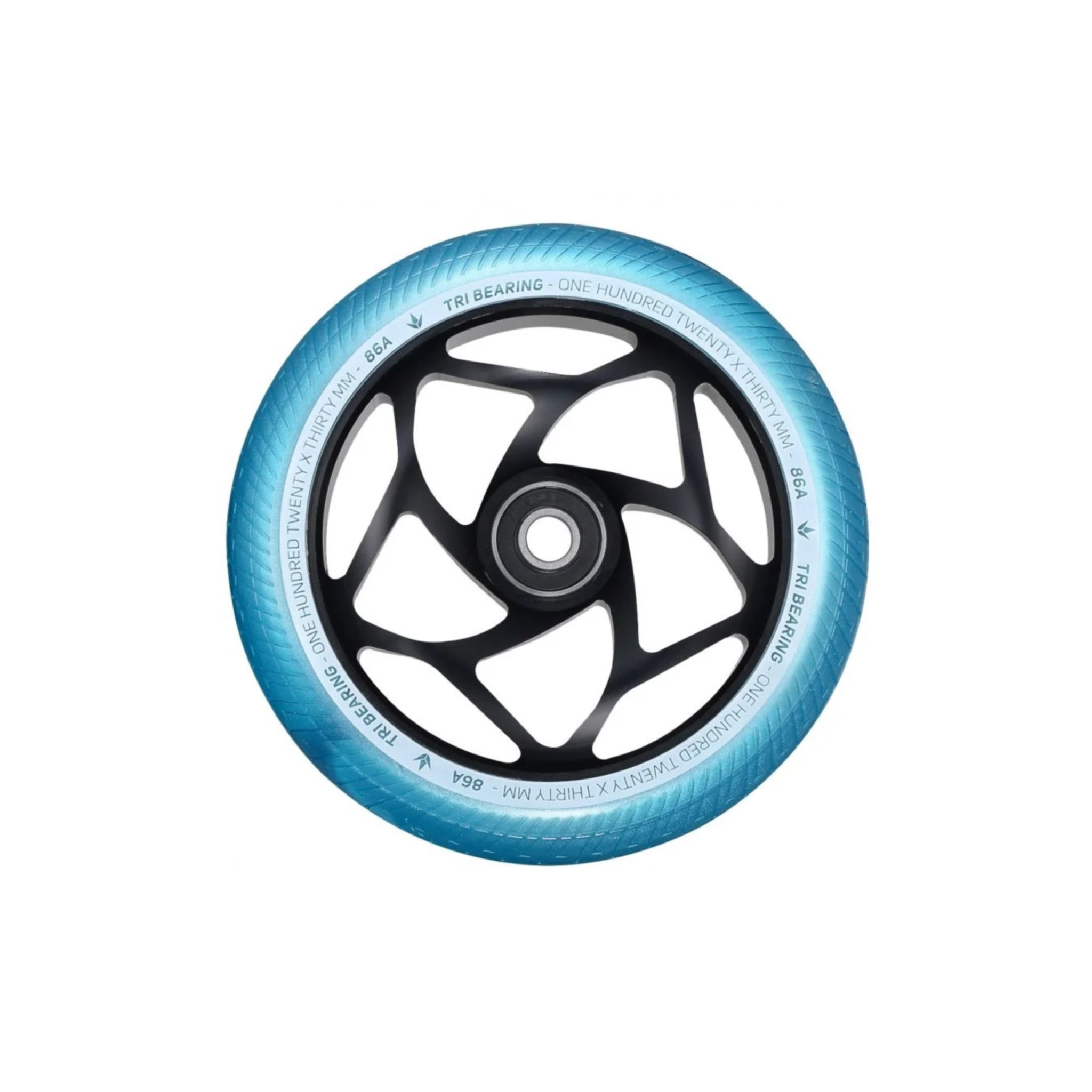 Envy Tri Bearing Scooter Wheel 120mm x 30mm Black/Teal – 99bikes.co.nz