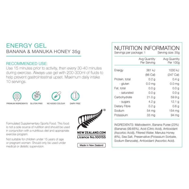 PURE Energy Gel 35g Banana Manuka Honey