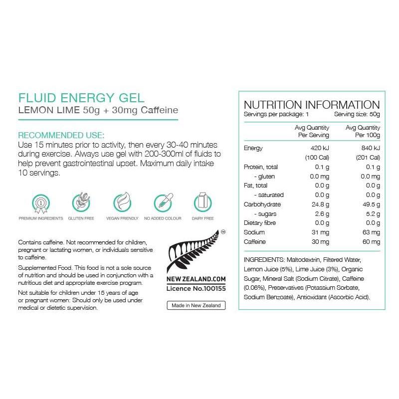 PURE Energy Gel 50g Lemon & Lime with Caffeine