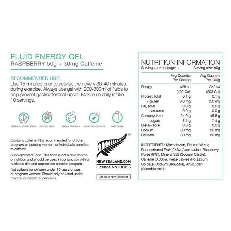 PURE Energy Gel 50g Raspberry with Caffeine