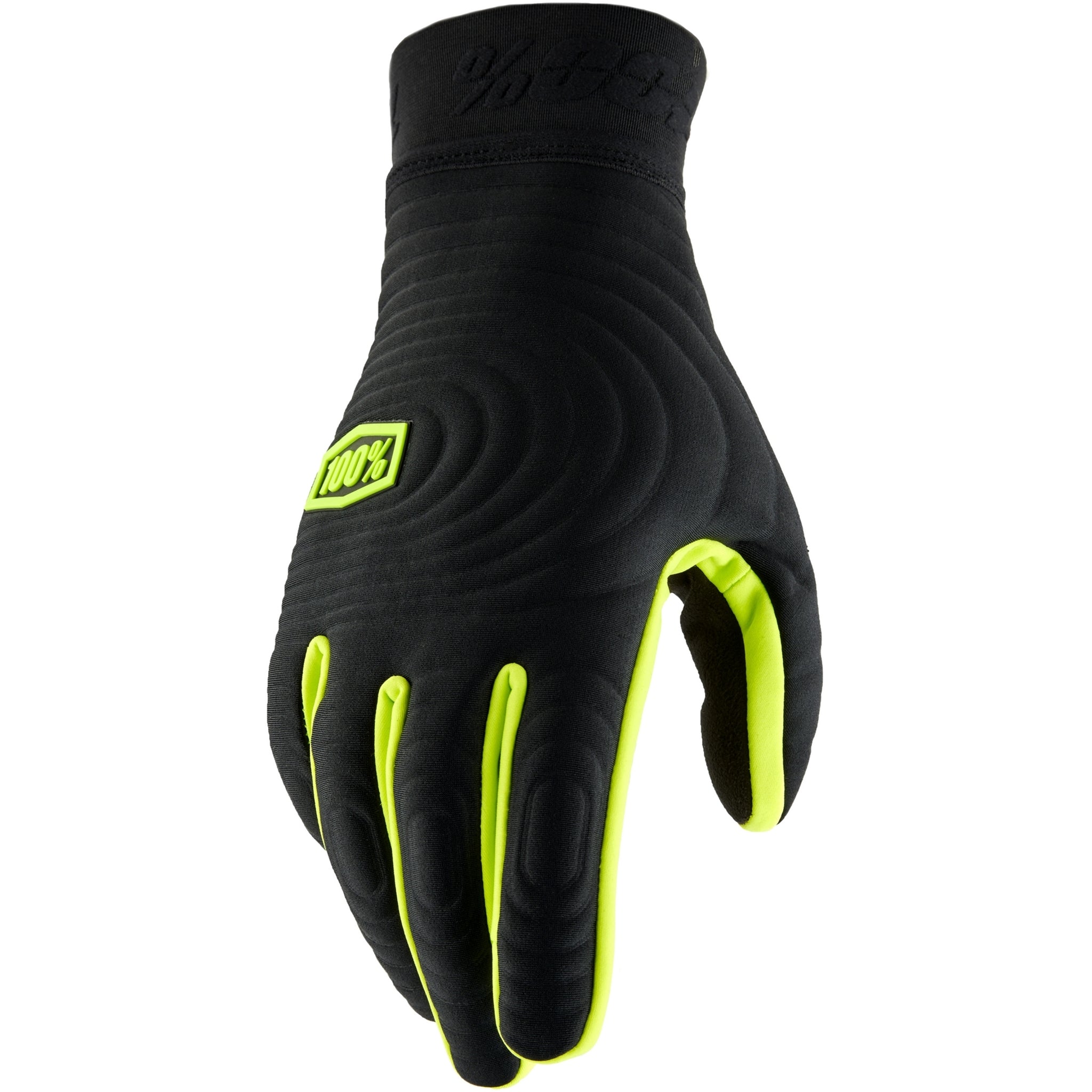 100% Brisker Xtreme Winter Gloves Black/Fluoro Yellow