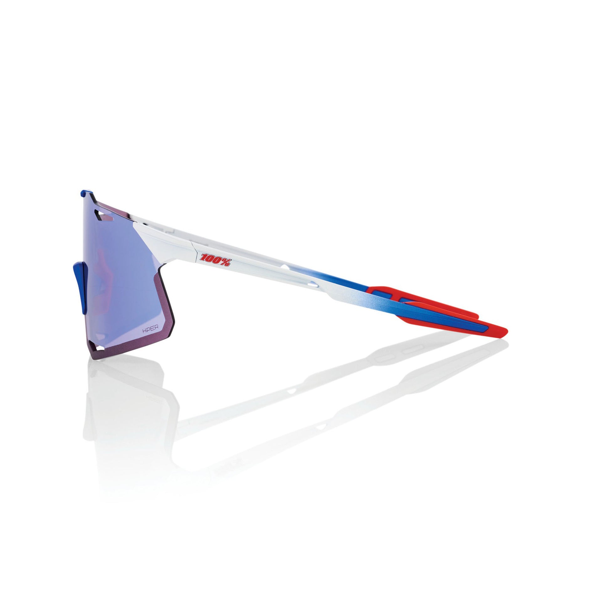100% HYPERCRAFT TotalEnergies Team Sunglasses White/Blue with HiPER Blue Multilayer Mirror Lens