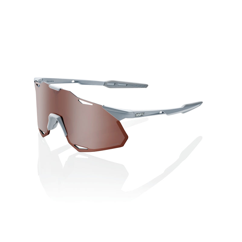 100% Hypercraft XS Sunglasses Matte Stone Grey with HiPER Crimson Silver Lens
