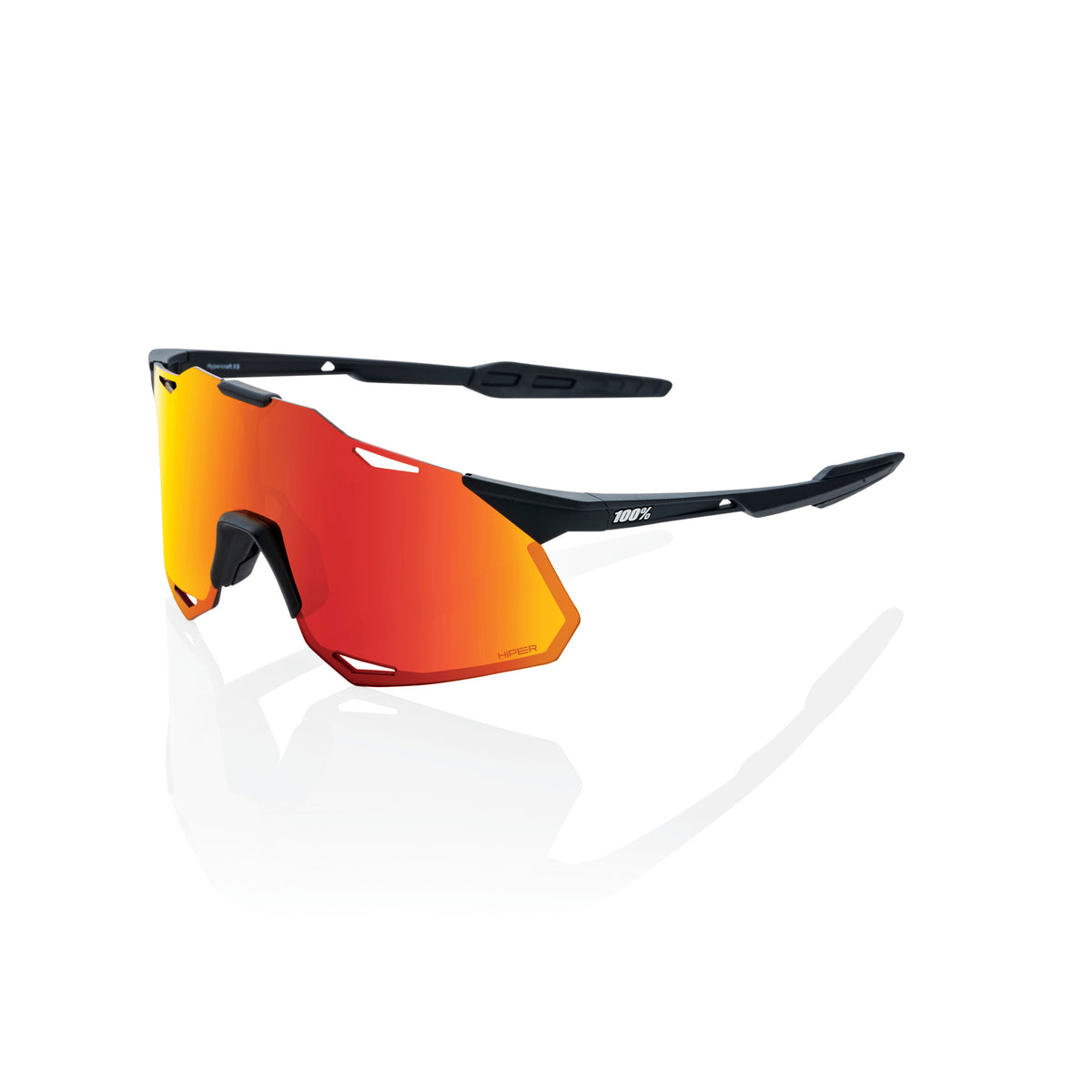 Hypercraft 100% Hypercraft XS Sunglasses Soft Tact Black with HiPER Red Mirror Le ...