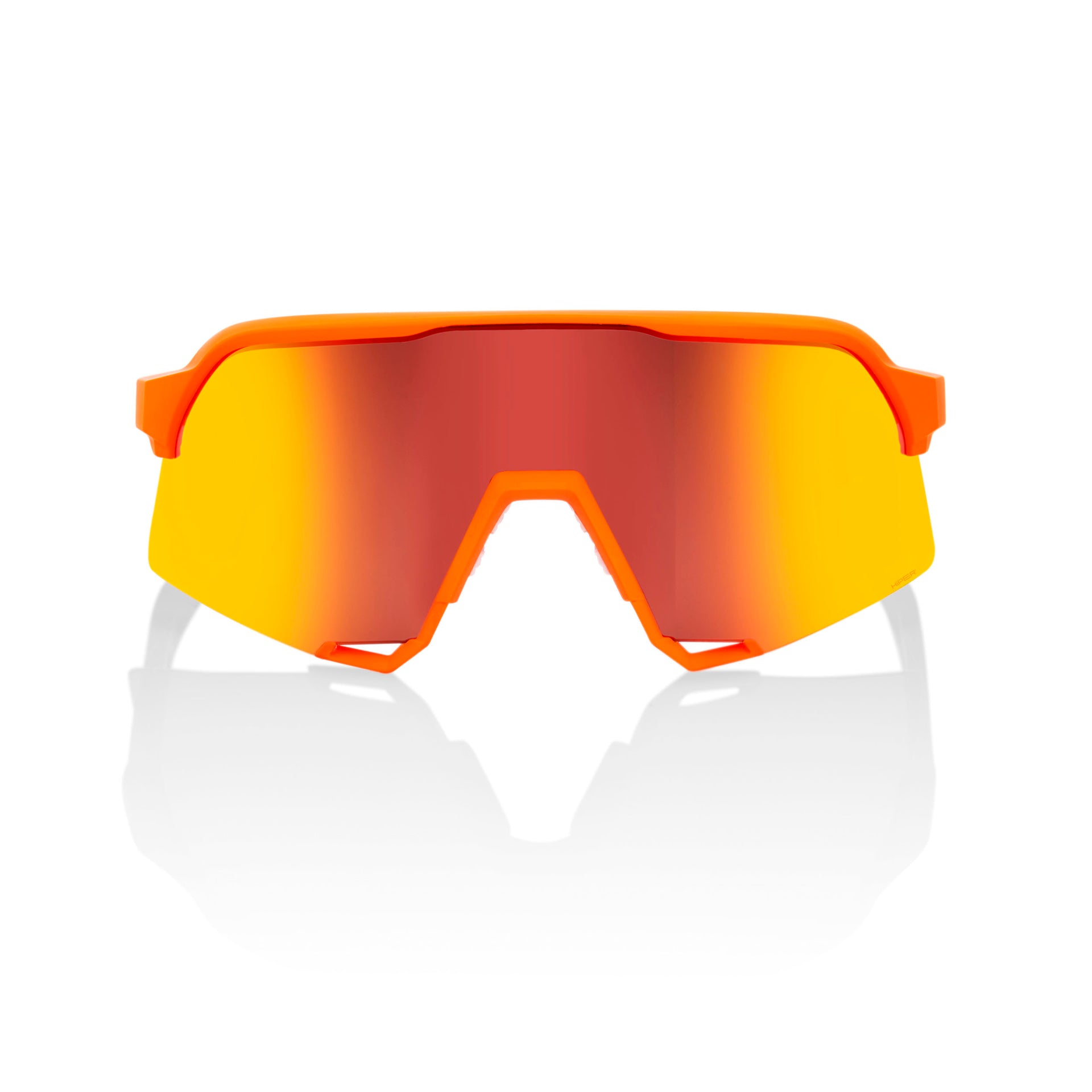 100% S3 Sunglasses Soft Tact Neon Orange with HiPER Red Mirror Lens