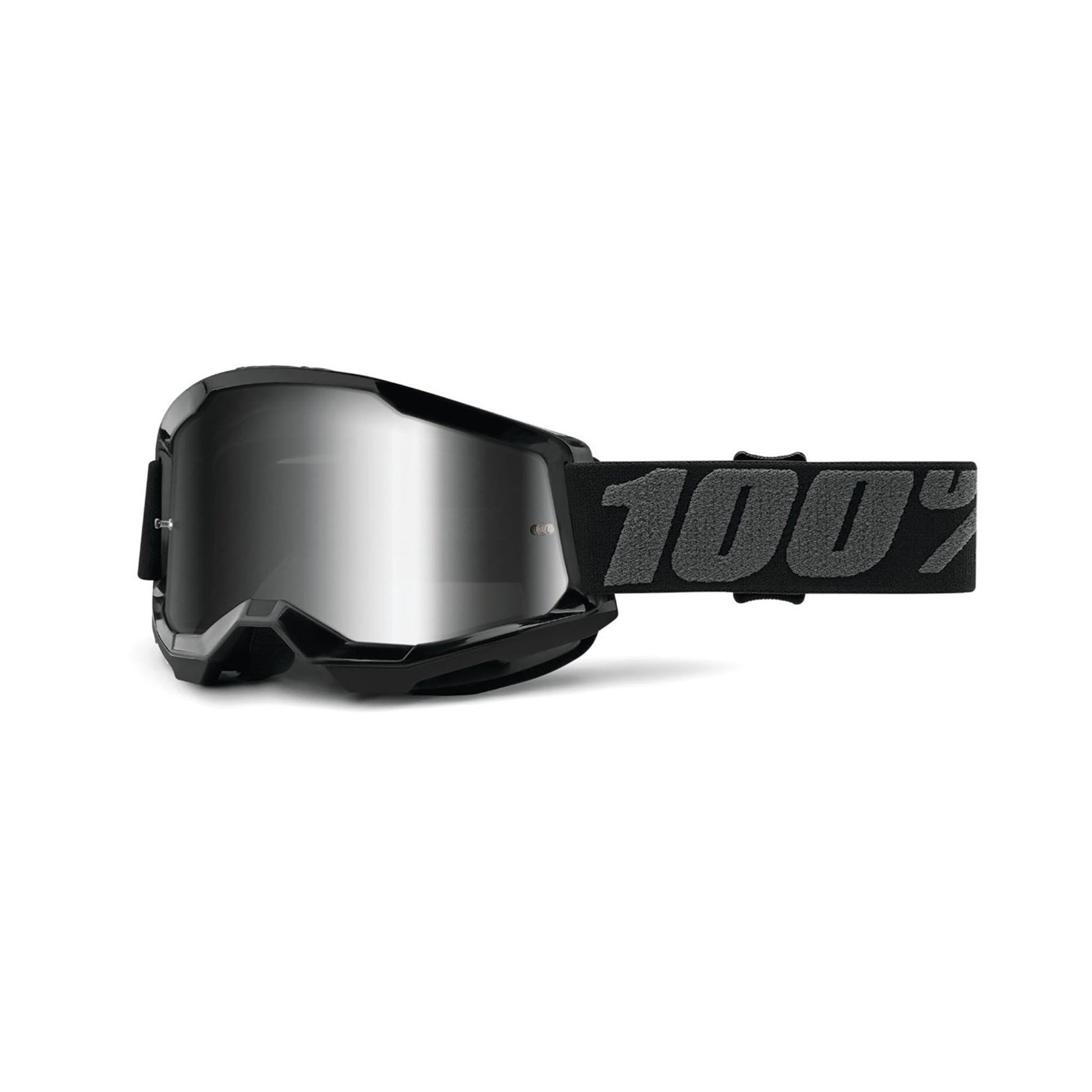 100% Strata 2 Goggles Black with Mirror Silver Lens