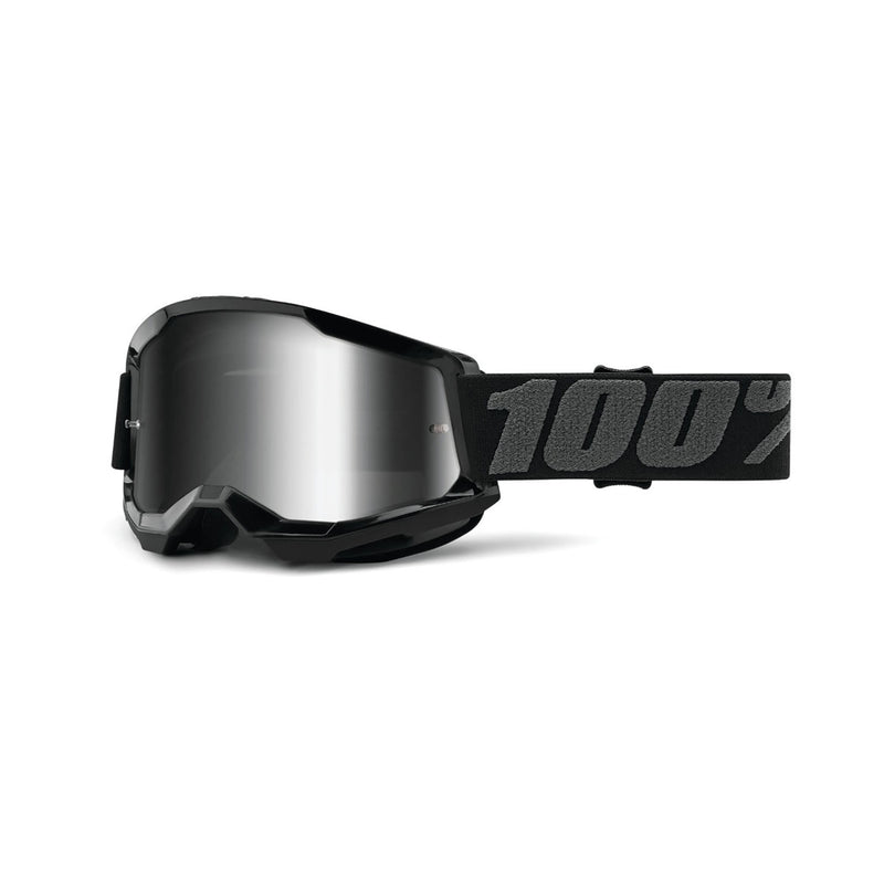 100% Strata 2 Goggles Black with Mirror Silver Lens
