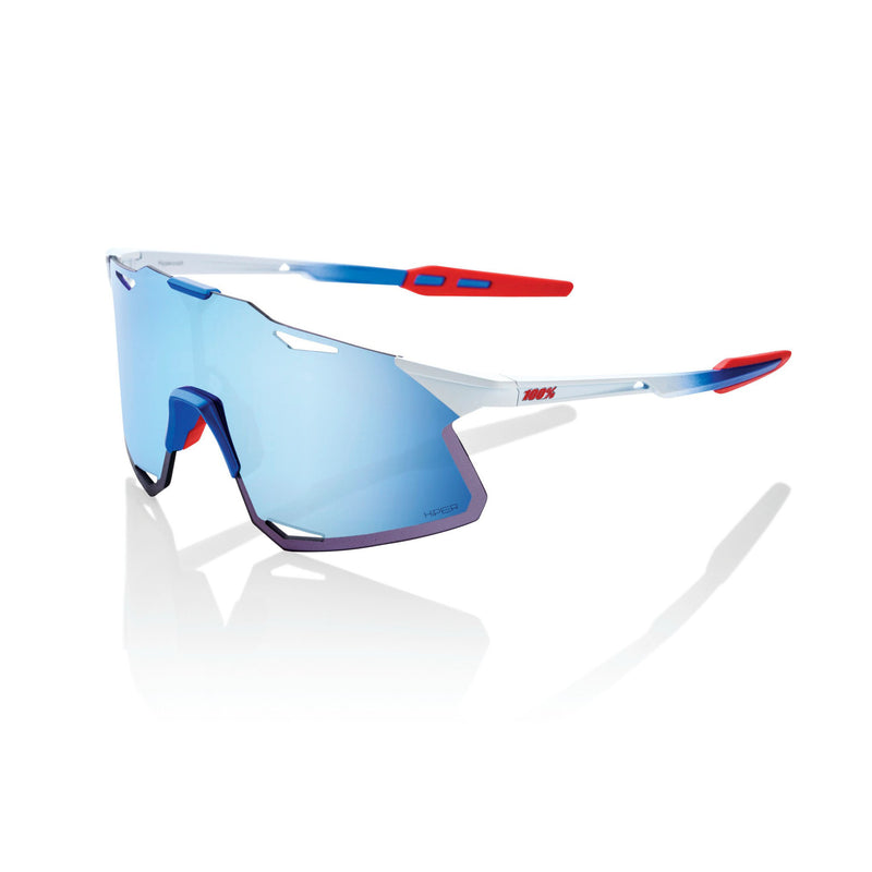 100% HYPERCRAFT TotalEnergies Team Sunglasses White/Blue with HiPER Blue Multilayer Mirror Lens