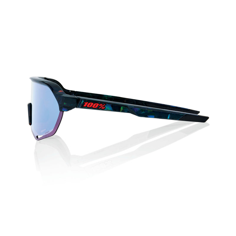 100% S2 Sunglasses Black Holographic - HiPER Blue Mirror Lens
