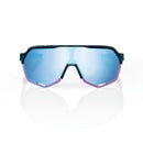 100% S2 Sunglasses Black Holographic - HiPER Blue Mirror Lens