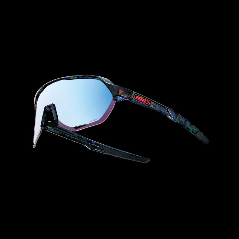 100% S2 Sunglasses Black Holographic - HiPER Blue Mirror Lens