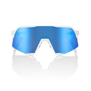 100% S3 Sunglasses White with HiPer Blue Mirror Lens