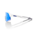 100% S3 Sunglasses White with HiPer Blue Mirror Lens