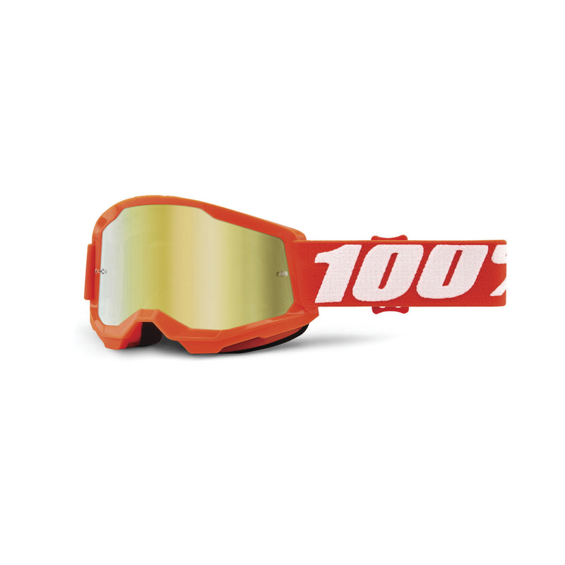 100% STRATA 2 Youth Goggle Orange with Gold Mirror Lens
