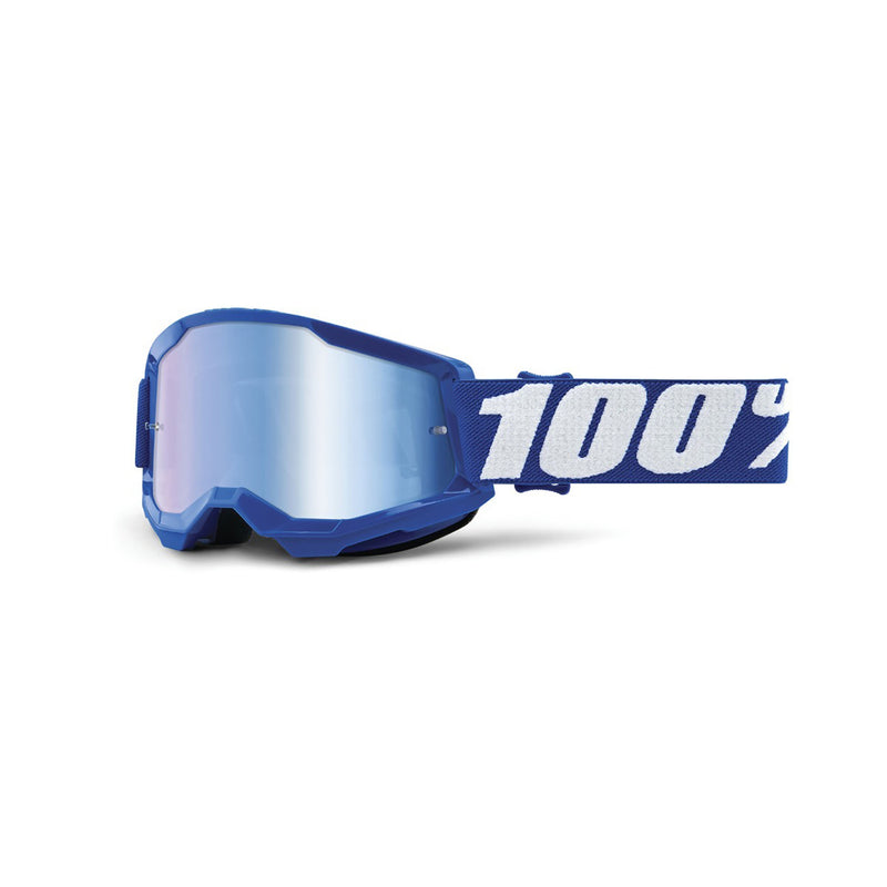 100% Strata 2 Junior Goggles Blue with Mirror Blue Lens