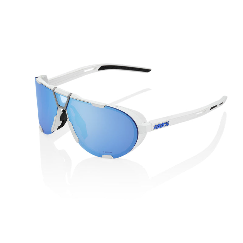 100% Westcraft Sunglasses Soft Tact White with HiPER Blue Lens