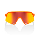100% S3 Sunglasses Soft Tact Neon Orange with HiPER Red Mirror Lens