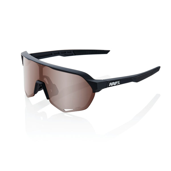 100% S2 Sunglasses Soft Tact Black with HiPER Crimson Silver Lens