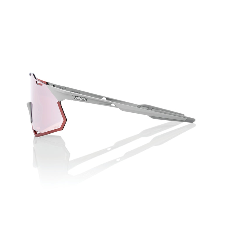 100% Hypercraft XS Sunglasses Matte Stone Grey with HiPER Crimson Silver Lens