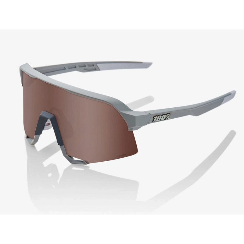 100% S3 Sunglasses Soft Tact Stone Grey - HiPER Crimson Silver Lens