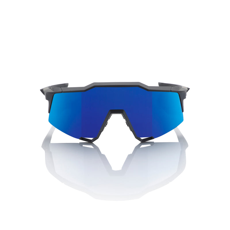 100% Speedcraft Sunglasses Matte Black with HiPER Blue Mirror Lens
