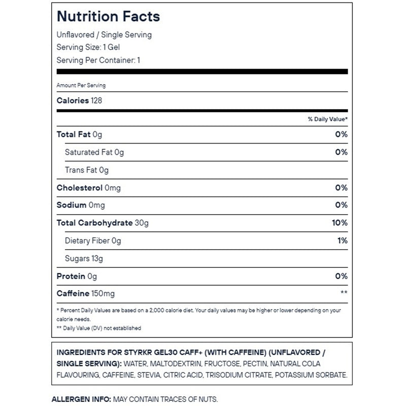 Styrkr GEL30 Caffeine+ Dual-Carb Energy Gel 72g Cola