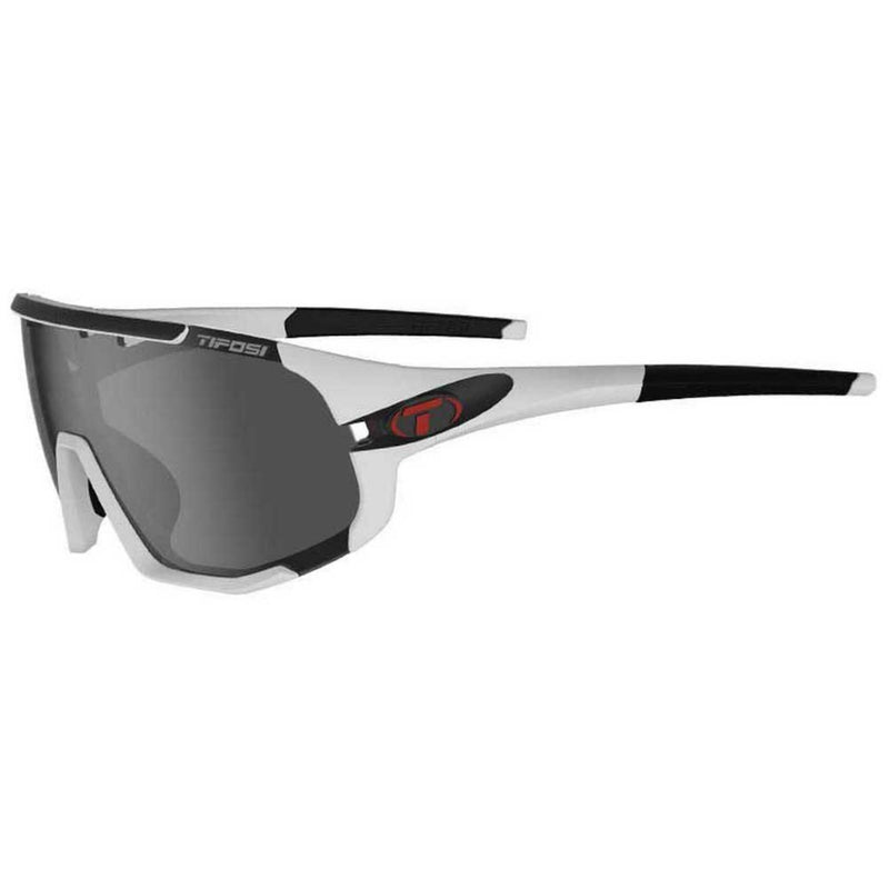 Tifosi Sledge Cycling Sunglasses Matte White/Smoke/AC Red/Clear Lens