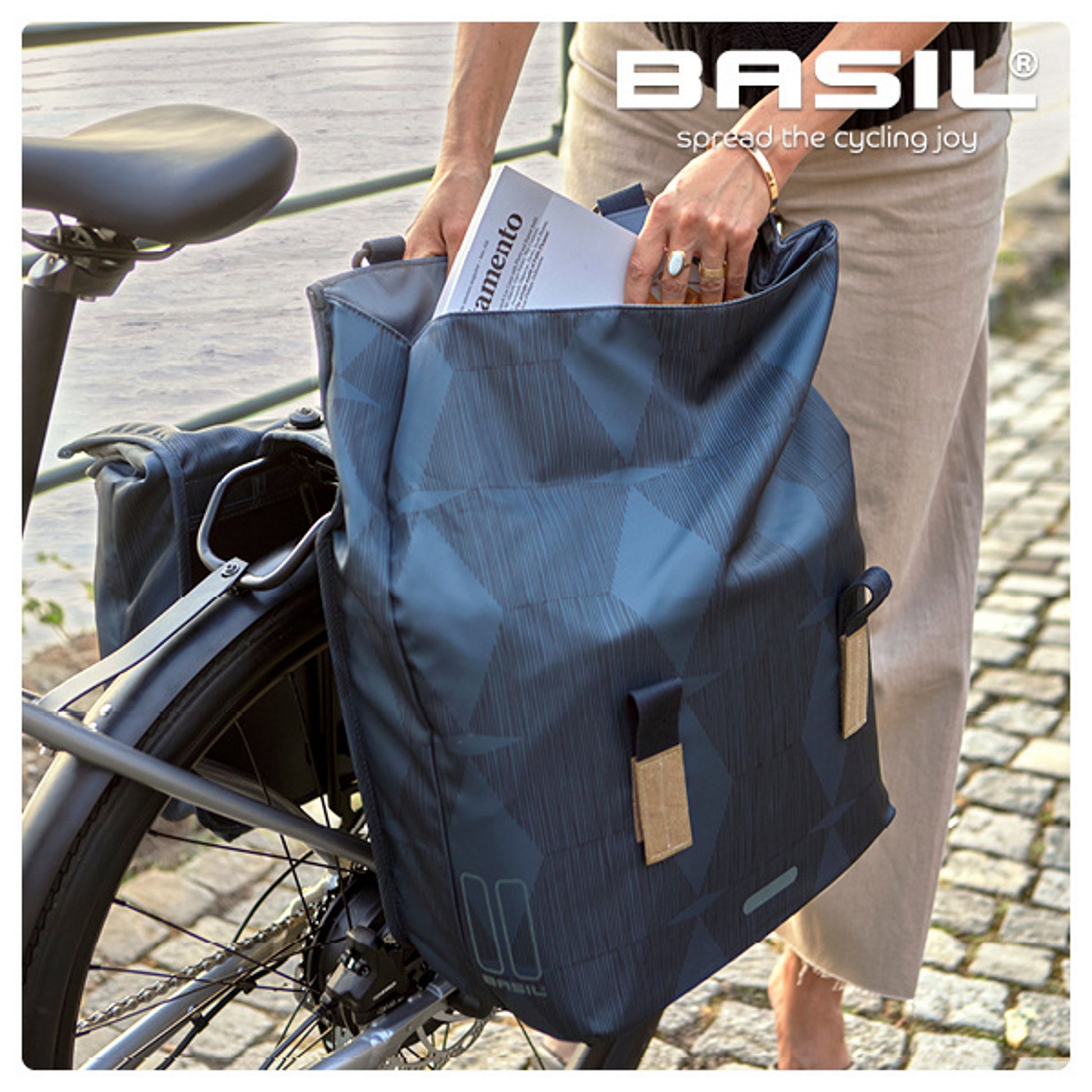 Basil Elegance Double Pannier 40-49L Estate Blue