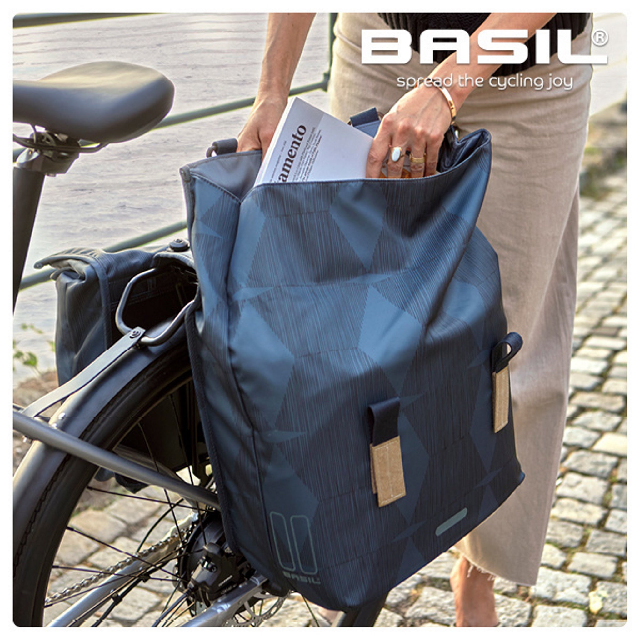 Basil Elegance Double Pannier 40-49L Estate Blue