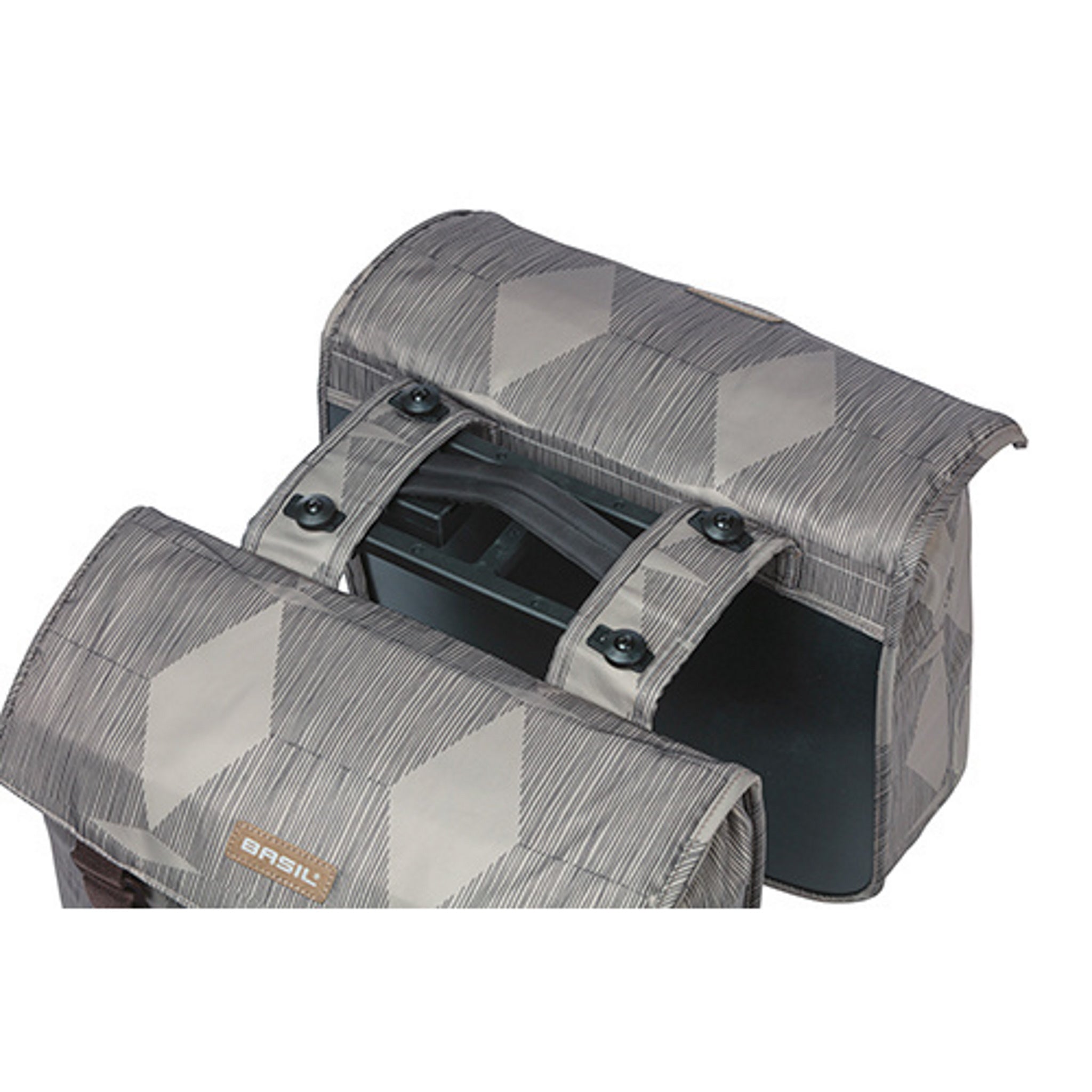 Basil Elegance Double Pannier with MIK Adapter Plate 40-49L Chateau Taupe