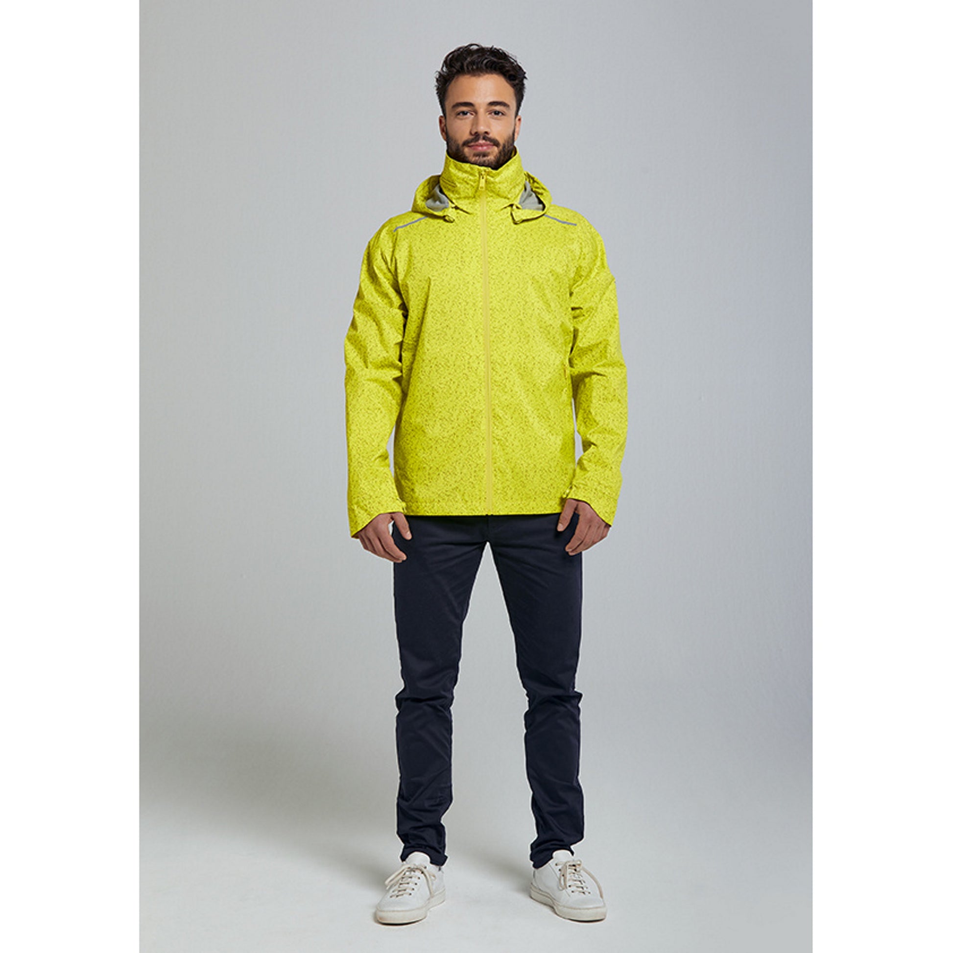 Basil Skane Men's Hi-Vis Bicycle Rain Jacket - Neon Yellow Full Reflective