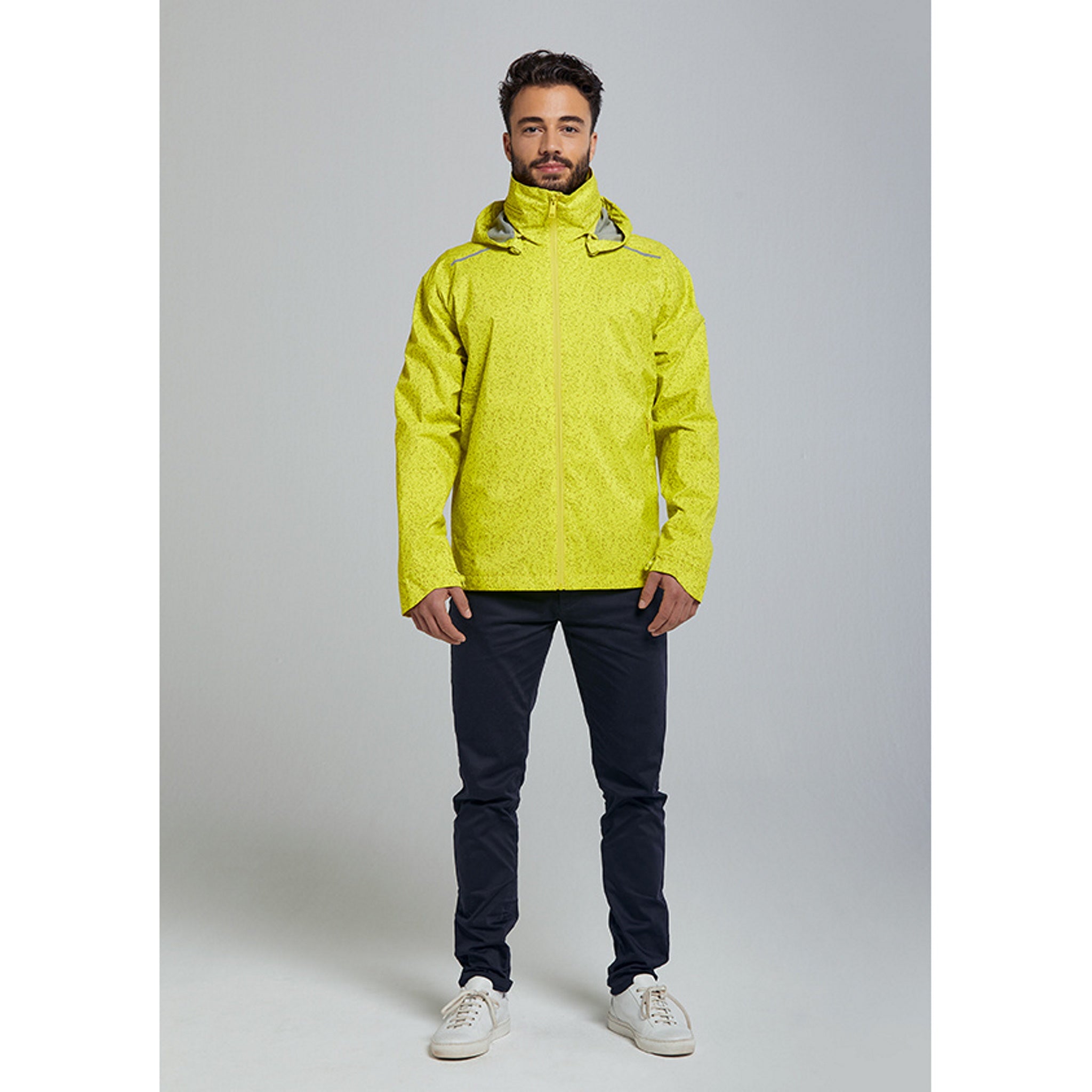 Basil Skane Men's Hi-Vis Bicycle Rain Jacket - Neon Yellow Full Reflective