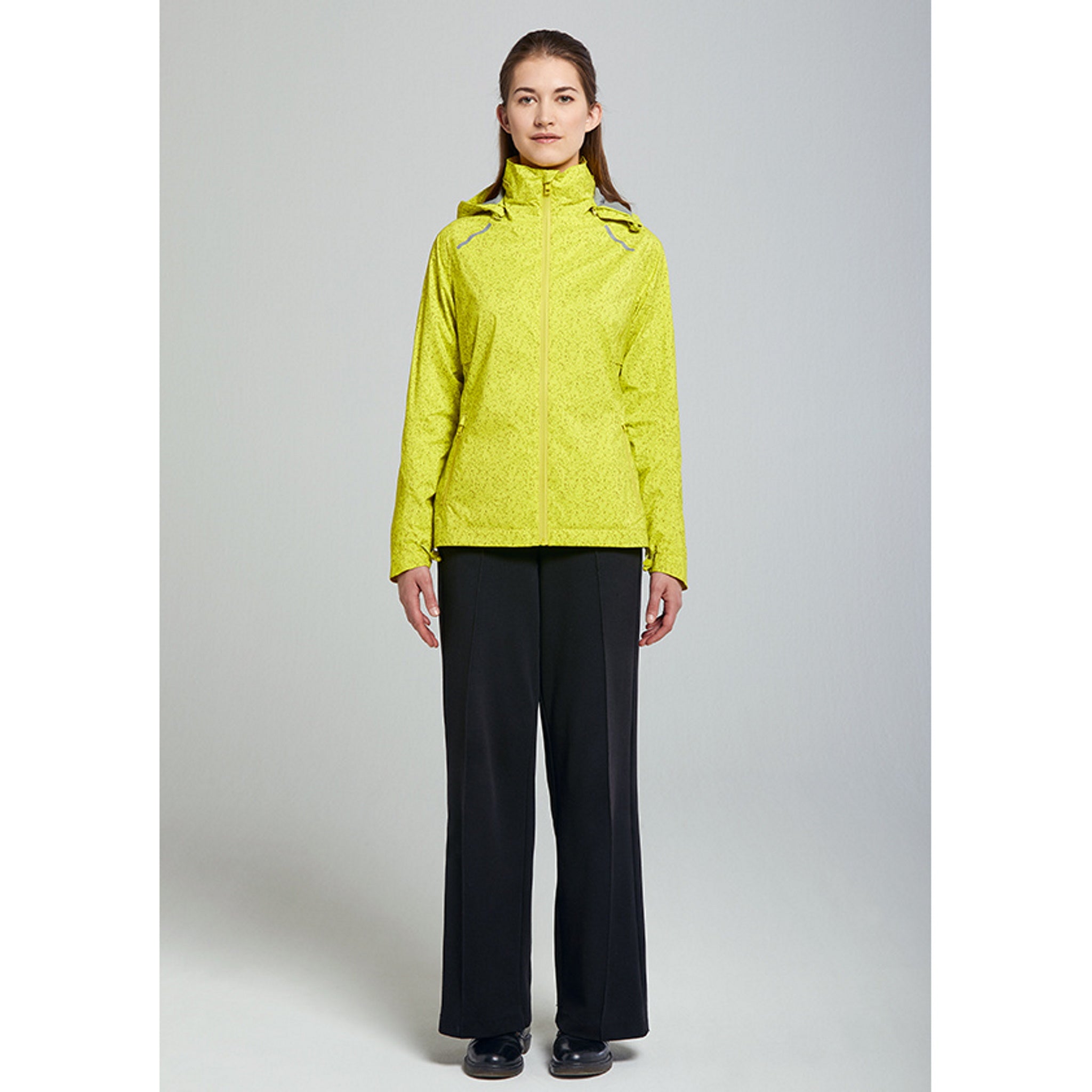 Basil Skane Women's Hi-Vis Bicycle Rain Jacket Neon Yellow Full Reflective