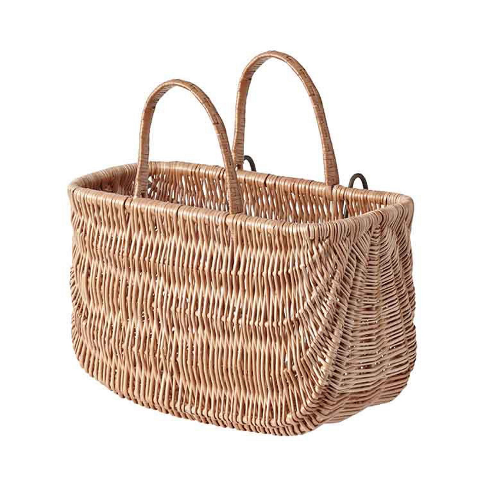 Basil Swing Hanging Front/Rear Rattan Basket Natural Brown