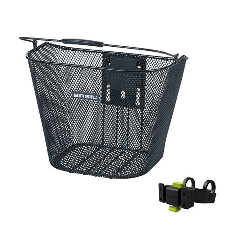 Basil Bremen Front Basket Mesh Black with KF Handlebar Holder