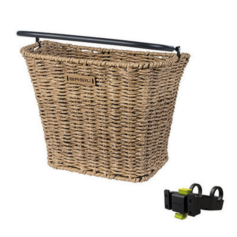 Basil Bremen Rattan Look KF Front Basket Seagrass with KF Handlebar Holder