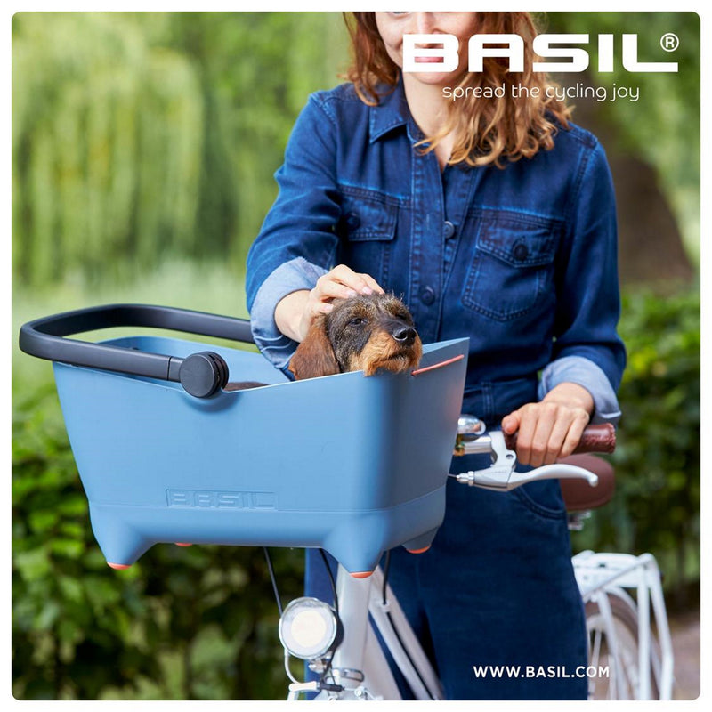 Basil Buddy Front Bicycle Basket For Dogs Faded Denim (KF fittings included)