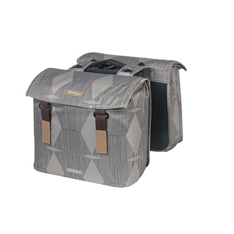 Basil Elegance Double Pannier with MIK Adapter Plate 40-49L Chateau Taupe