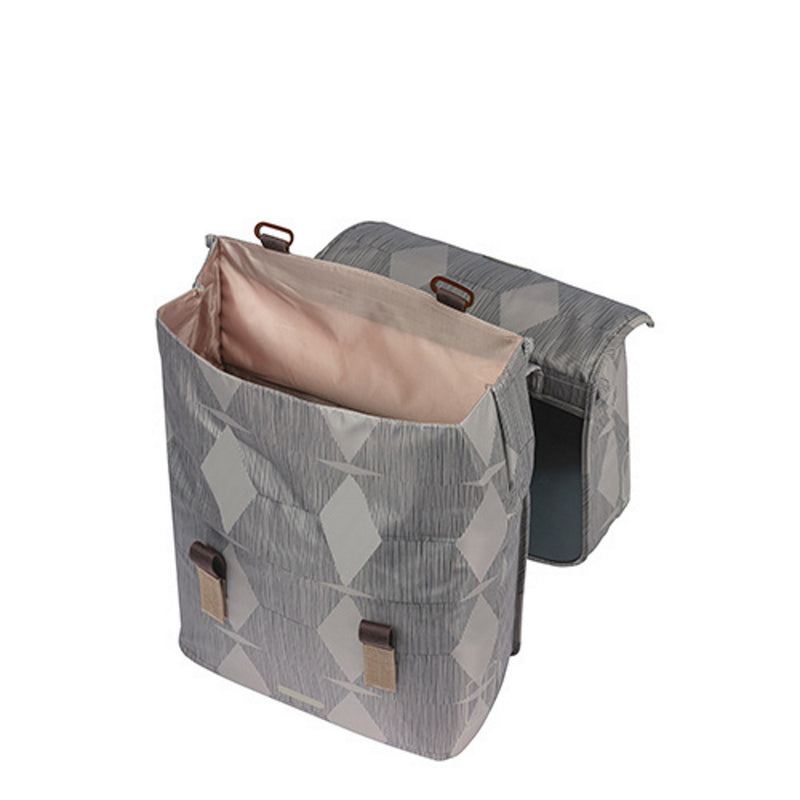 Basil Elegance Double Pannier with MIK Adapter Plate 40-49L Chateau Taupe