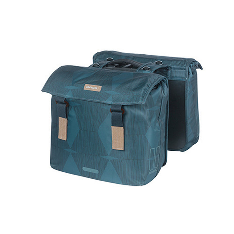 Basil Elegance Double Pannier with MIK Adapter Plate 40-49L Estate Blue