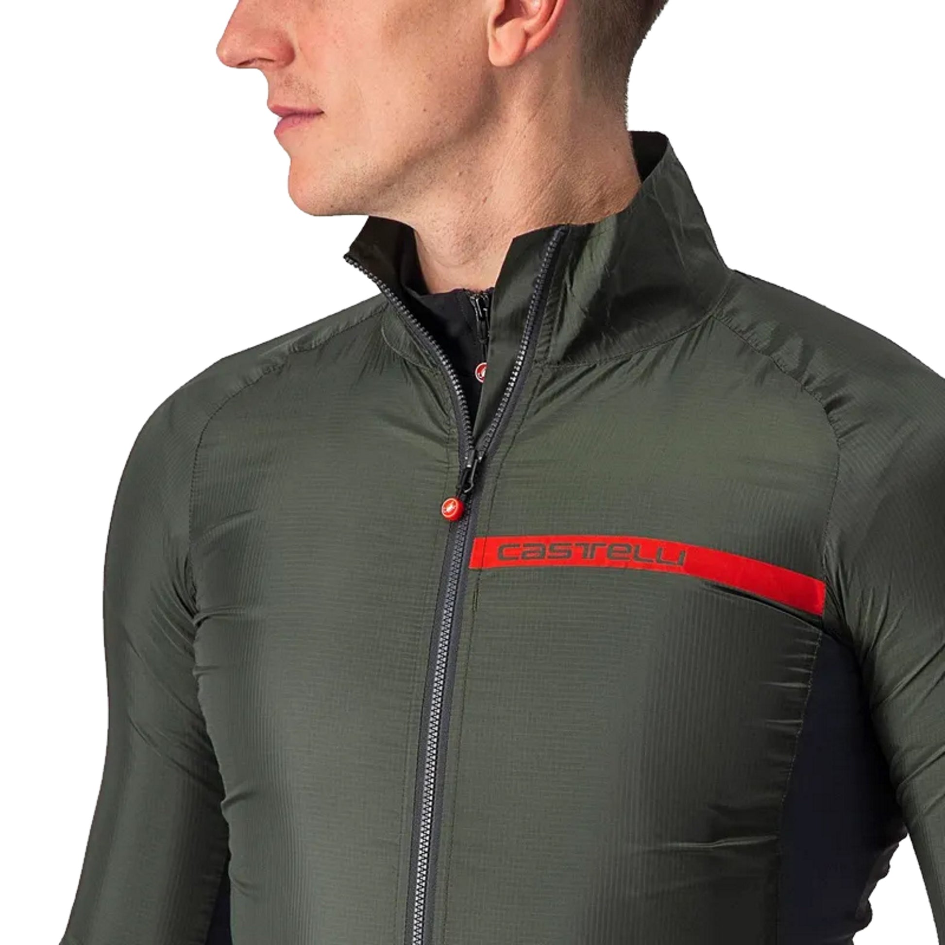 Castelli Men's Squadra Stretch Jacket Military Green/Dark Gray