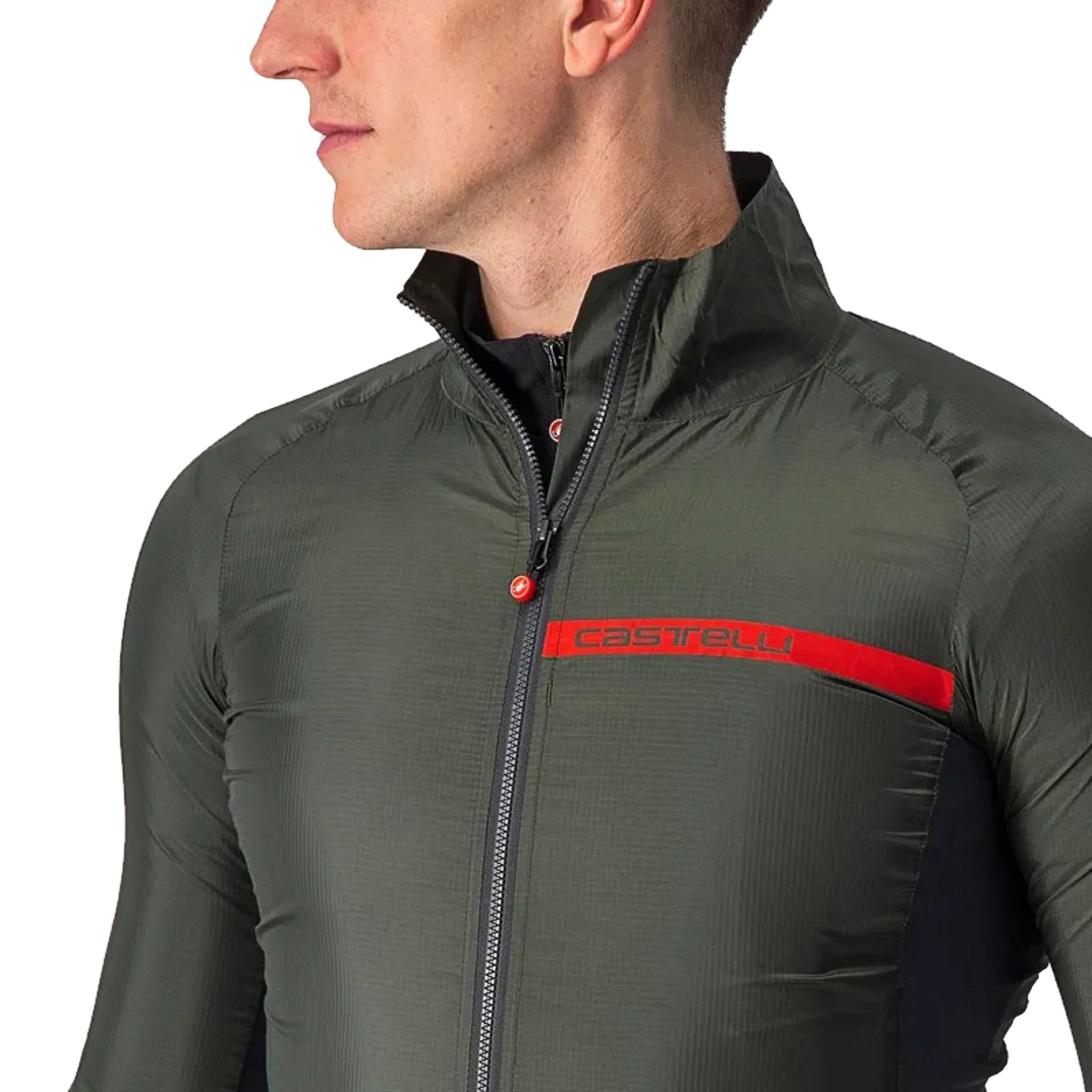 Castelli Men's Squadra Stretch Jacket Military Green/Dark Gray