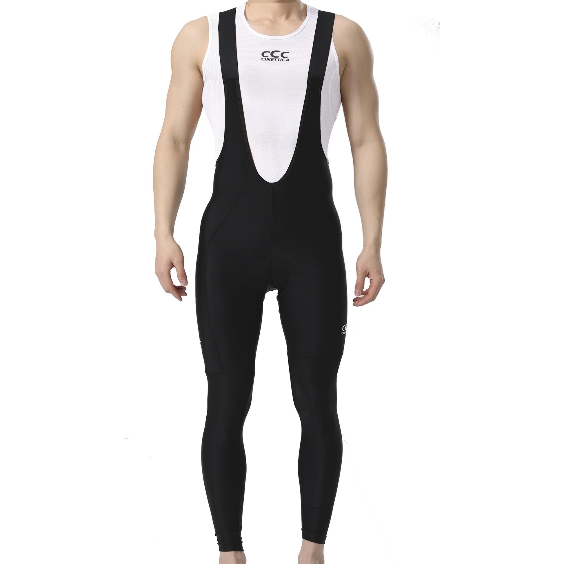 Black Cinettica Ariston long bibknicks on a mannequin, featuring a sleek design and comfortable fit.